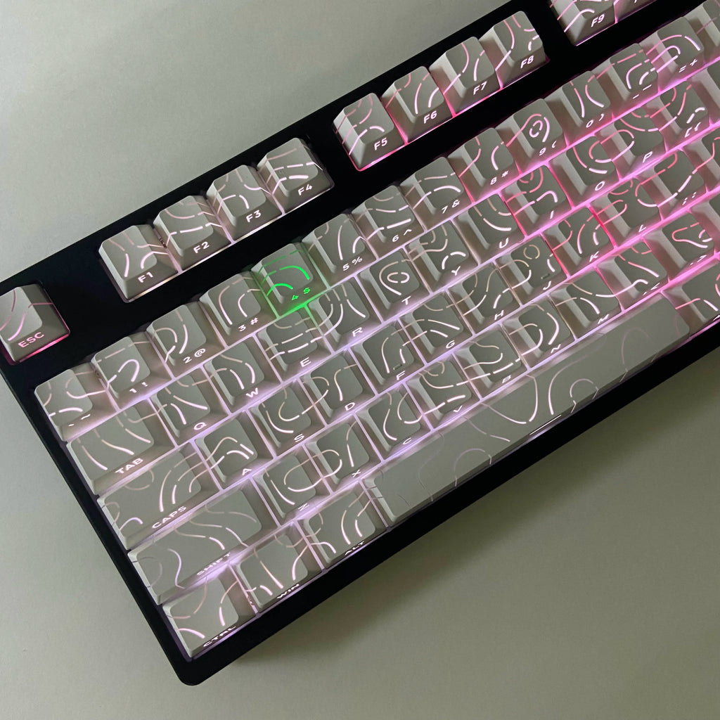 Lines Sided Shine Through Keycaps Cherry Profile Black White 97/133 Keys Customer keycaps for Mechanical Keyboard 60% 65% 75%
