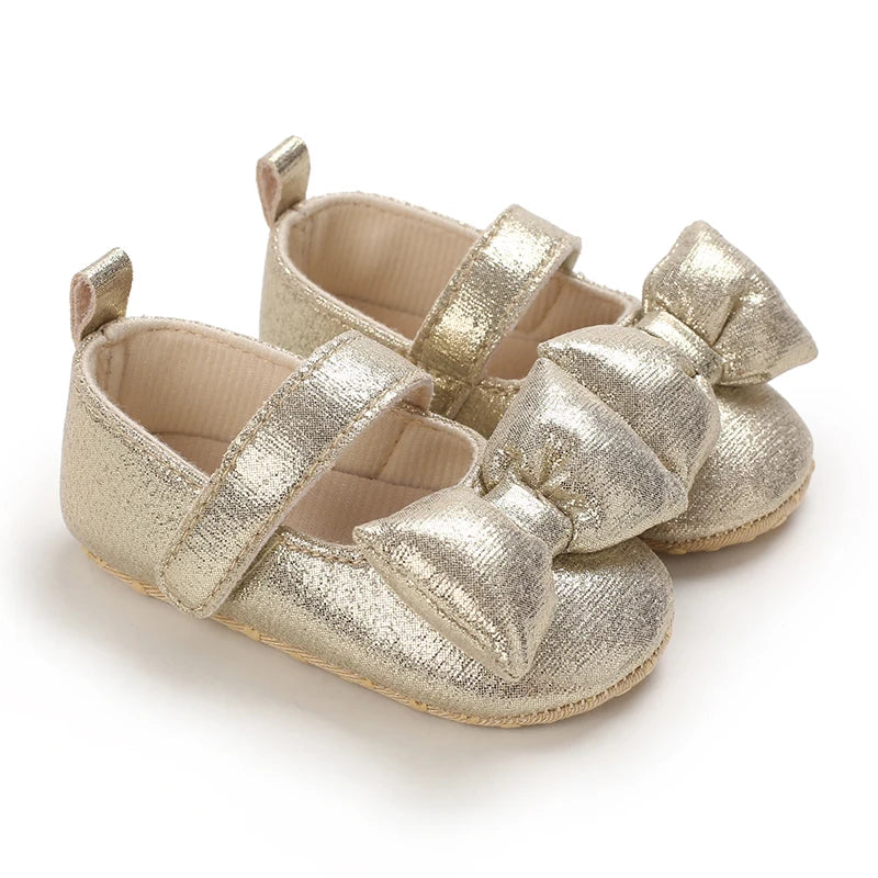 Fashionable Series Baby Shoes Girl Baby Cute Bow PU Princess Shoes Soft Cloth Sole Comfortable Walking Shoes Spring and Autumn