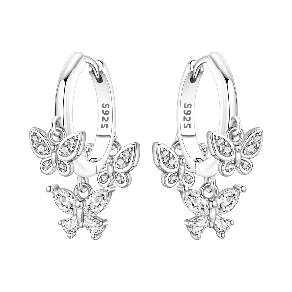Orstarry 925 Sterling Silver 18k Golden Butterfly Insect Drop Earrings Women Earrings Birthday Party Jewelry Fine Original Gifts