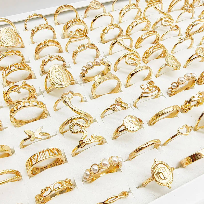 30pcs/Lot Factory Wholesale Dropshipping Antique Design Finger Rings Set Mix Style Women All Match Gift Party Bar Decorate Girl