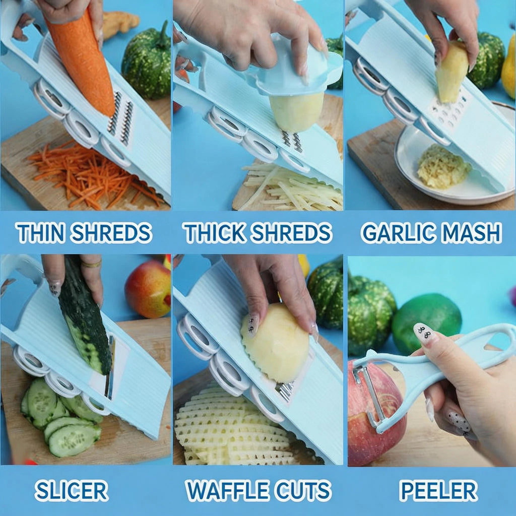 7 in 1 Household Vegetable Cutting Potato Slicer Shredder Multifunctional Fruit Julienne Slicer Grater with Handle Kitchen