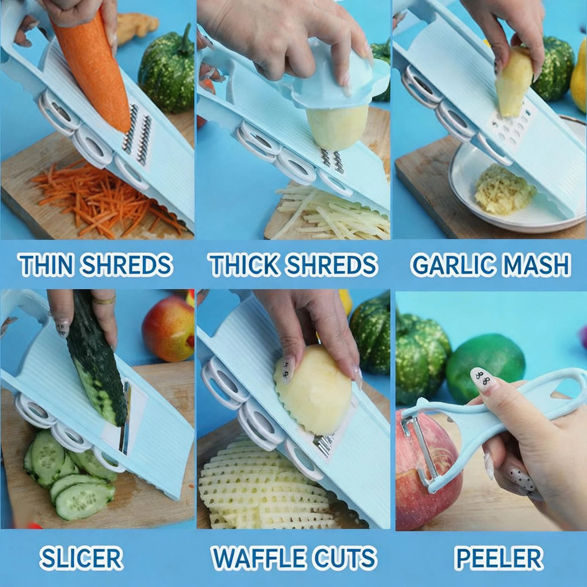 7 in 1 Household Vegetable Cutting Potato Slicer Shredder Multifunctional Fruit Julienne Slicer Grater with Handle Kitchen