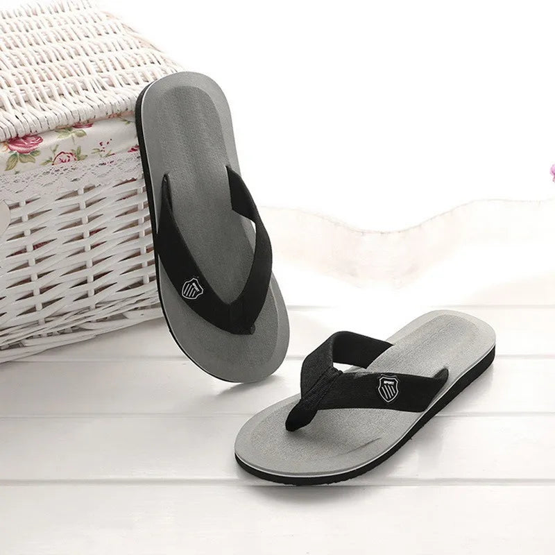 Men's Casual Flip Flops Fashion Beach Shoes Men Summer Non-Slip Flat Slides Mens Slippers Indoor House Shoes Man Male Slipper