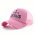 Boné de basebol rosa em ganga lavada para mulher, boné de pala para primavera e verão, boné snapback para homem, boné de camionista hip hop, chapéu de rede respirável