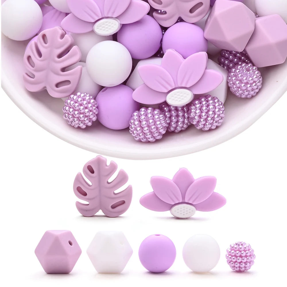 7Pcs Silicone Bead Set Soft Non Toxic Biteable Silicone Beads for Handmade Pacifier Chain Teeth Grinding Jewelry
