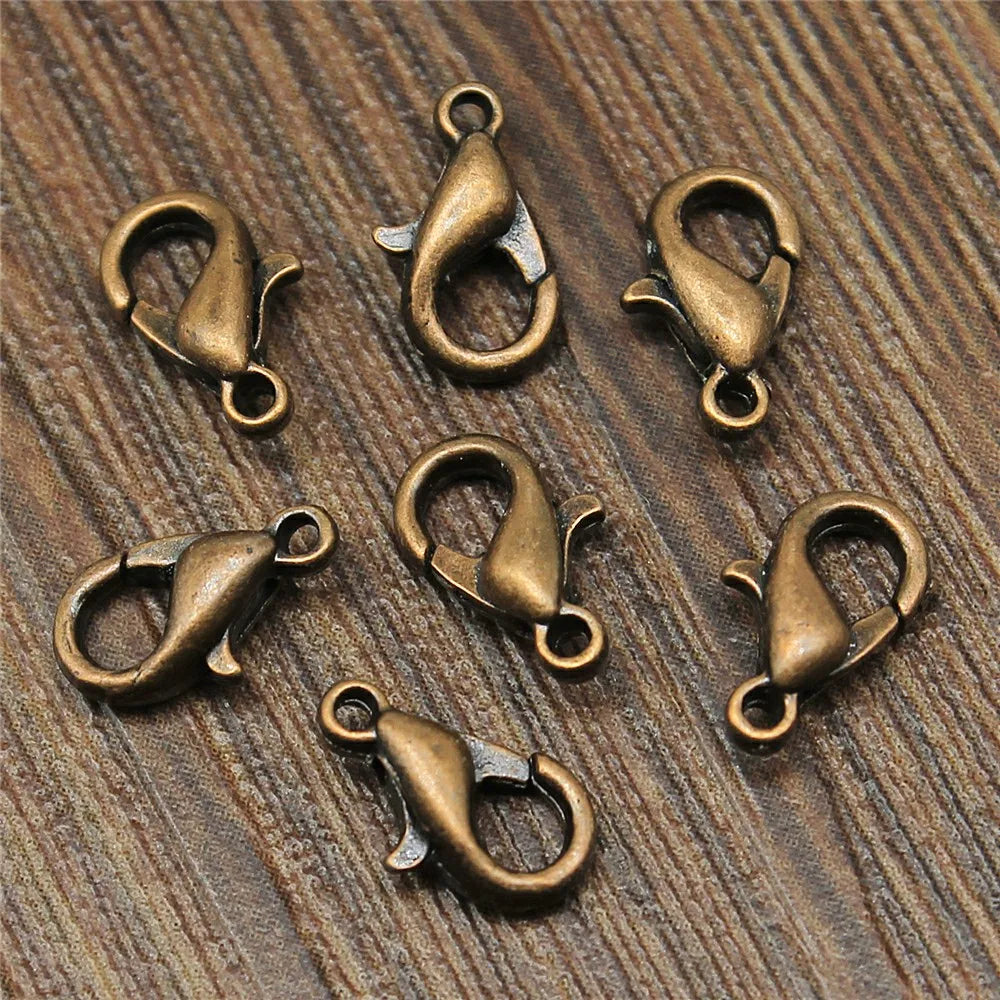 50pcs 8 Colors 12mm 10mm Metal Alloy Lobster Clasp Hooks For Necklace & Bracelet Chain DIY Fashion Jewelry Findings