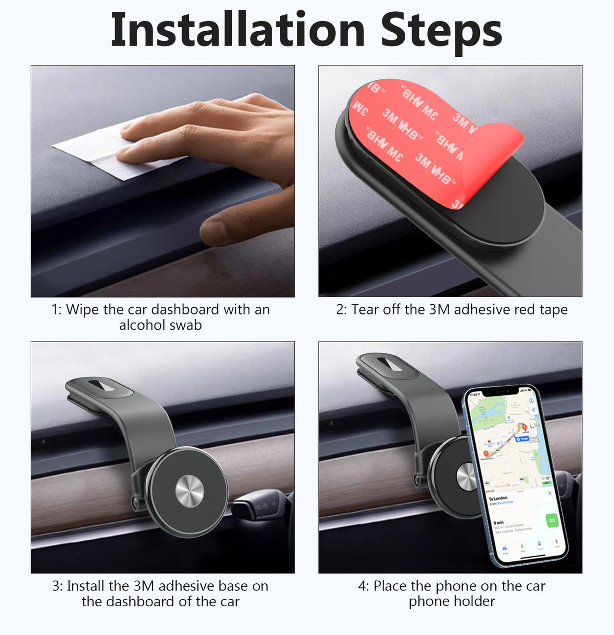 Bendable Aluminum Arm Magnetic Car Phone Holder Universal Car Dashboard Cell Phone Mount for MagSafe iPhone 17 16 Xiaomi Huawei