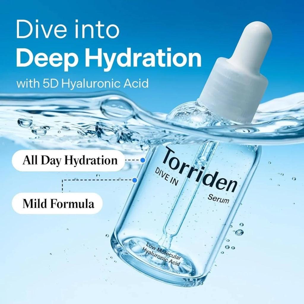 Torriden DIVE-IN Serum with Low-Molecular Hyaluronic Acid, Intensive Hydration & Moisture Lock, Visible Freshness, Lightweight