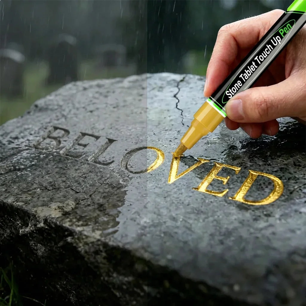 1PCS Professional Gold Tombstone Repair Pen 3mm Waterproof Metallic Inscription Marker Large Capacity Grave Stone Restoration
