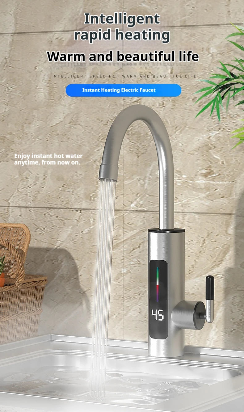 HOMEFISH 3000W 220V Electric Kitchen Water Heater Tap Instant Hot Stainless Steel Water Faucet Heater Cold Heating Faucet