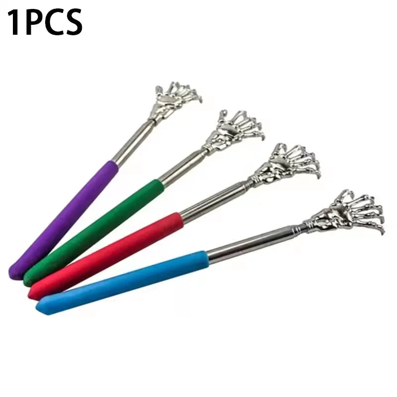 1PC Extendable Back Scratcher Stainless Steel Portable Telescopic Rubber Handle Back Scratchers For Halloween Christmas