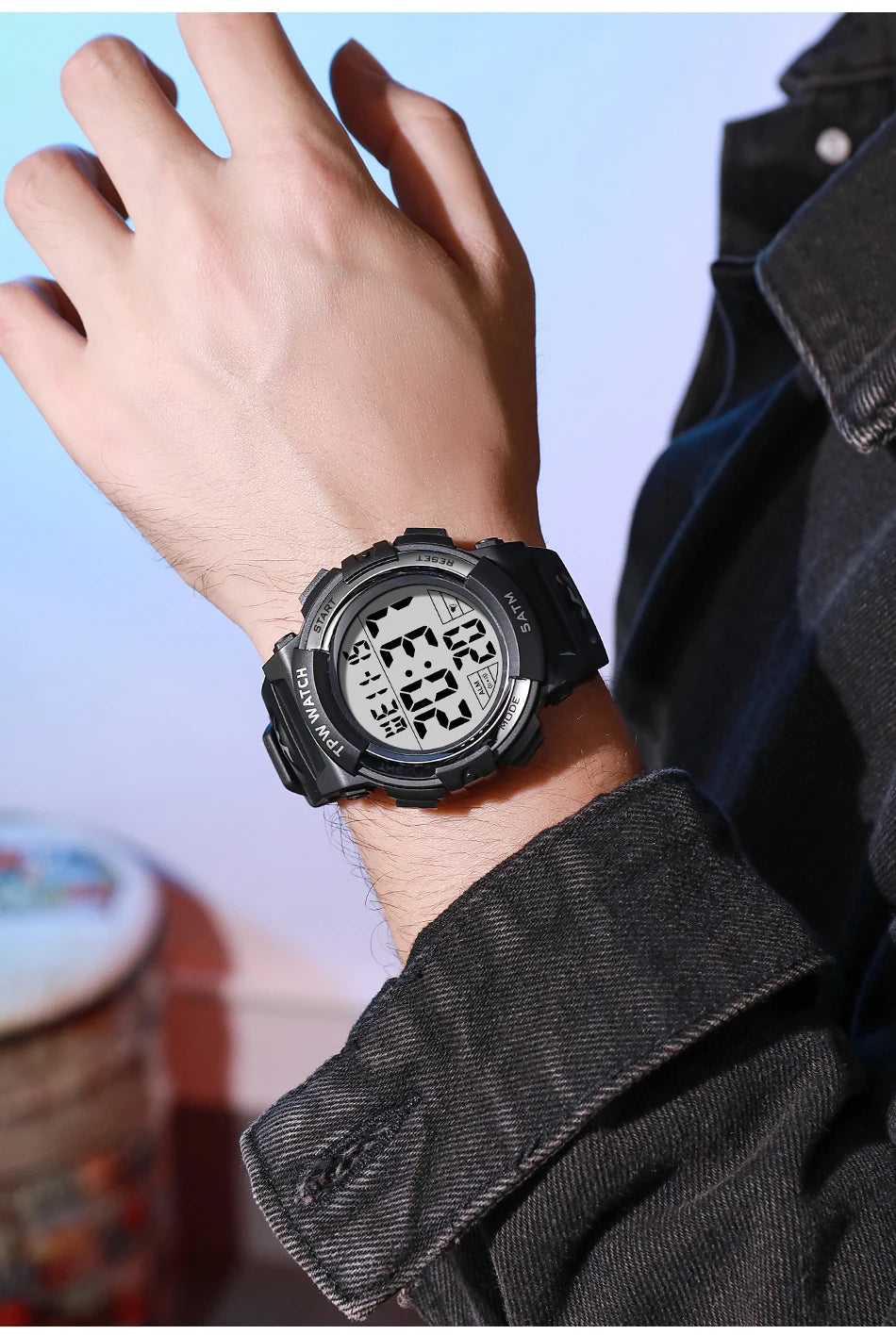 TPW Digital Watch with Big Numbers 5ATM Water Resistant Day Date Alarm Function Adventure Watch