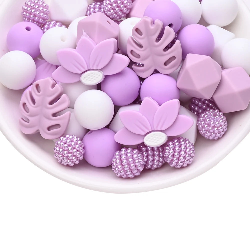 7Pcs Silicone Bead Set Soft Non Toxic Biteable Silicone Beads for Handmade Pacifier Chain Teeth Grinding Jewelry