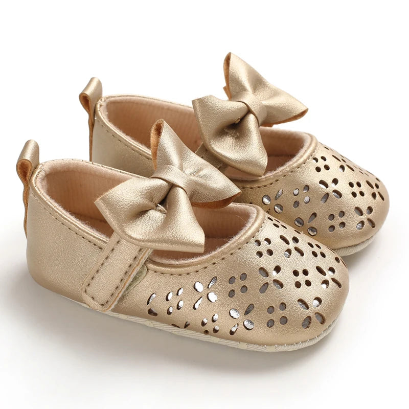 Fashionable Series Baby Shoes Girl Baby Cute Bow PU Princess Shoes Soft Cloth Sole Comfortable Walking Shoes Spring and Autumn
