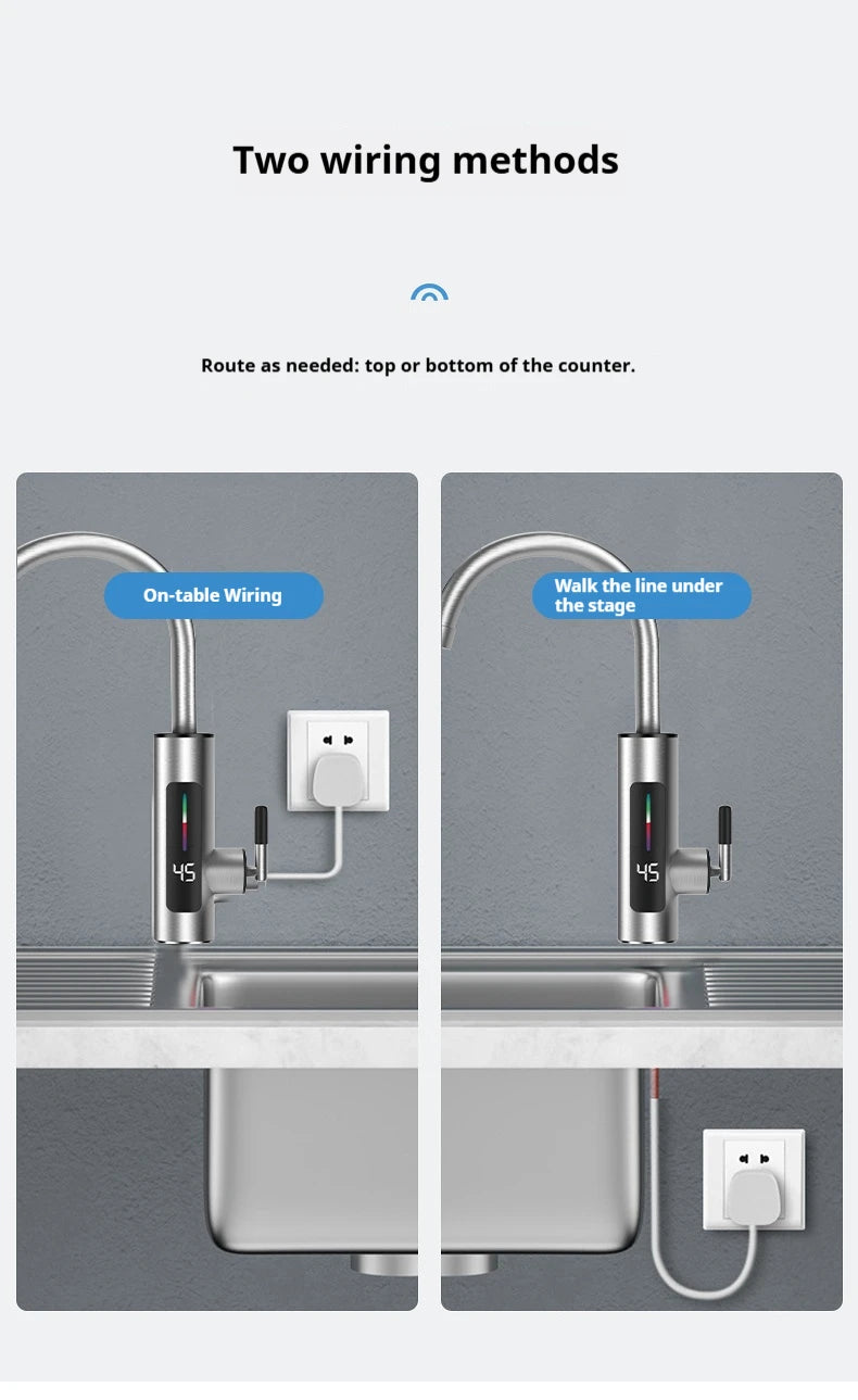 HOMEFISH 3000W 220V Electric Kitchen Water Heater Tap Instant Hot Stainless Steel Water Faucet Heater Cold Heating Faucet
