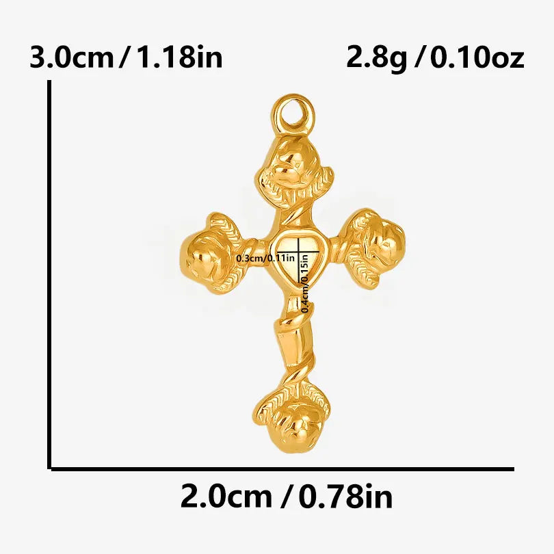 6pcs/Mix Classic Gold/Silver Color Heart Shaped Cross Irregular Shaped Pendant Stainless Steel Diy Women Necklace Accessories