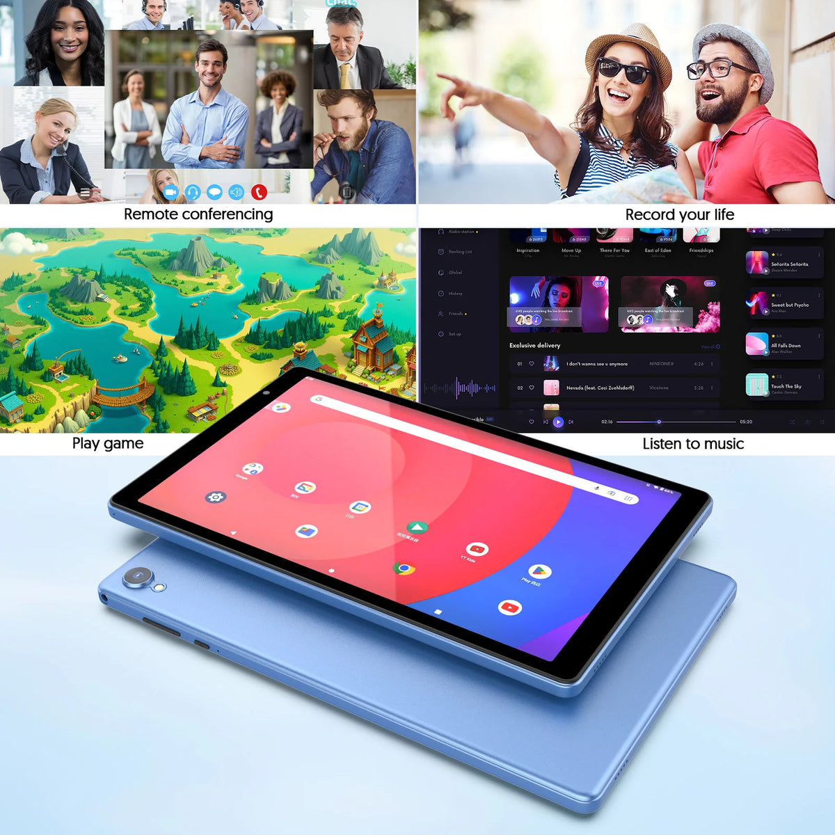 10.1 Inch Android 14 Tablet 4GB RAM (2GB+2GB) 32GB ROM Expandable up to 1TB 1280x800 HD Display 6000mAh Battery A133 Quad-core