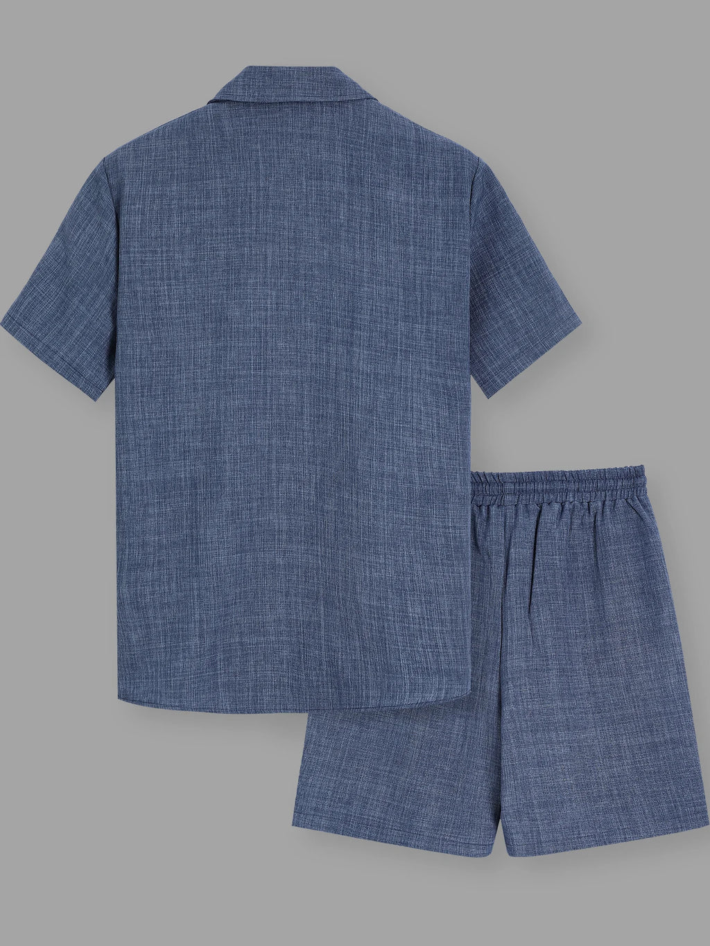 Summer Men's Cotton Linen Texture Lapel Short Sleeve Shirt & Shorts Set, Loose Comfortable Breathable Daily Casual Two-Piece Outfit