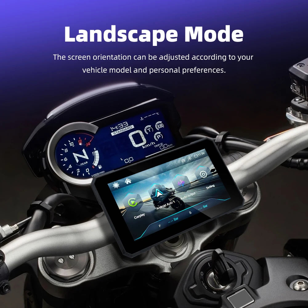 5" Smart Motorcycle Display, Wireless CarPlay & Android Auto,Navigation Support, Siri & Google Assistant, IP67 Waterproof