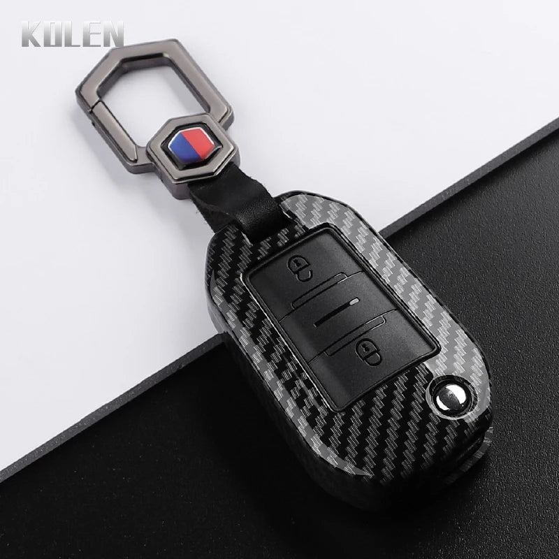 ABS Carbon Fiber Style Car Key Case Cover For Peugeot 208 308 T9 508 2008 3008 4008 For Citroen C4 For Opel Corsa Crossland X