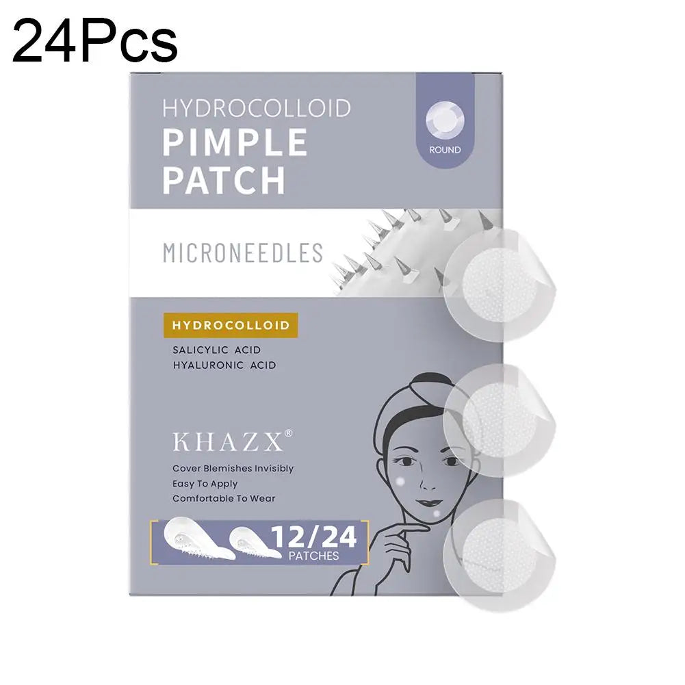 12/24PCS Microneedle Acne Patch Hydrocolloid Invisible Rounded Corner Acne Cover Patches Daily Gentle Skincare Unisex
