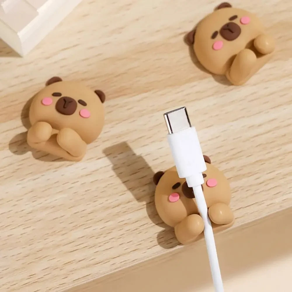 Cartoon Panda Cable Holder: Self-Adhesive Desk Wire Organizer for Phone Charging Cords