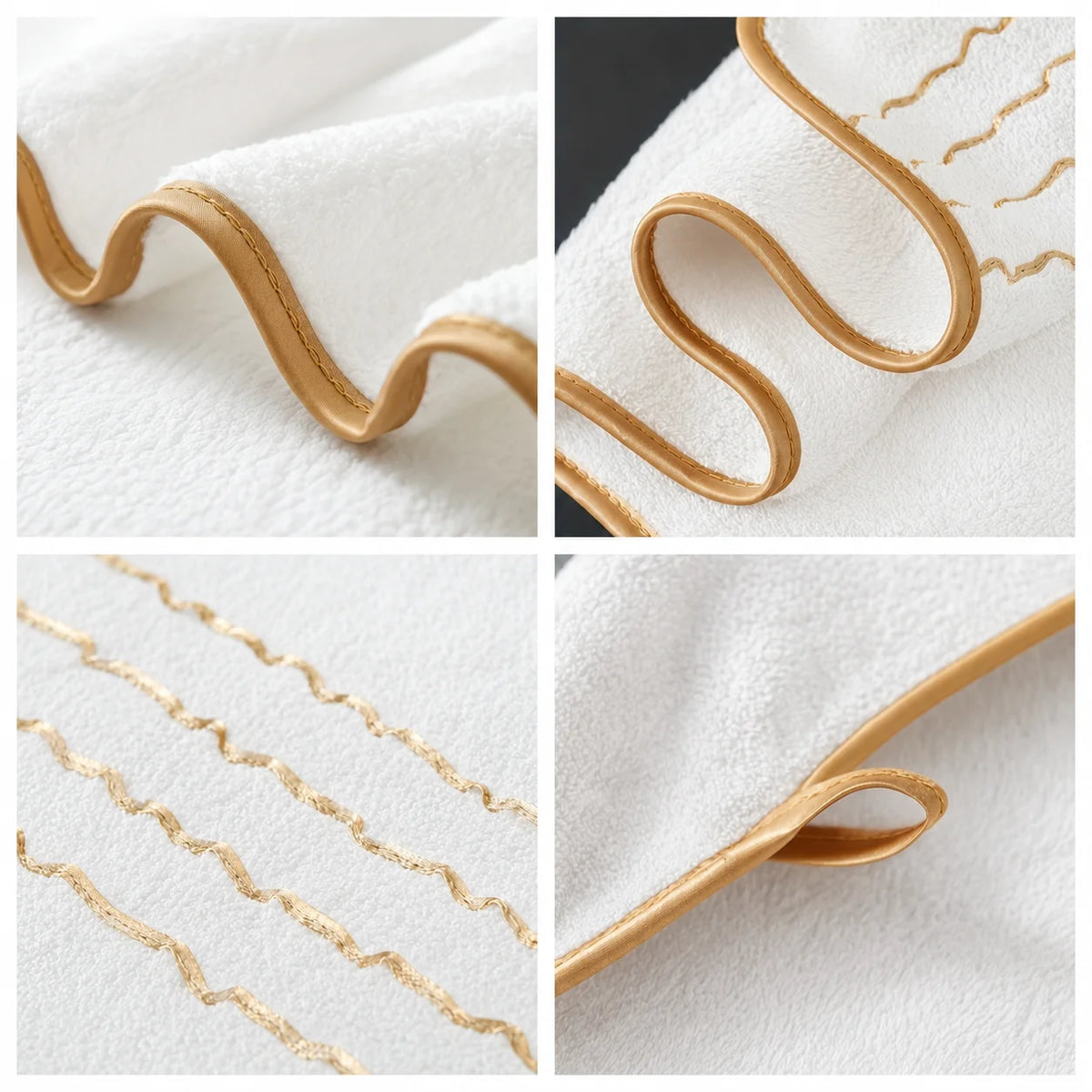 3 towels, 35cmx75cm gold-striped towel, coral fleece towel, thick and soft, highly absorbent, modern minimalist design, clean color, suitable for home and bathroom