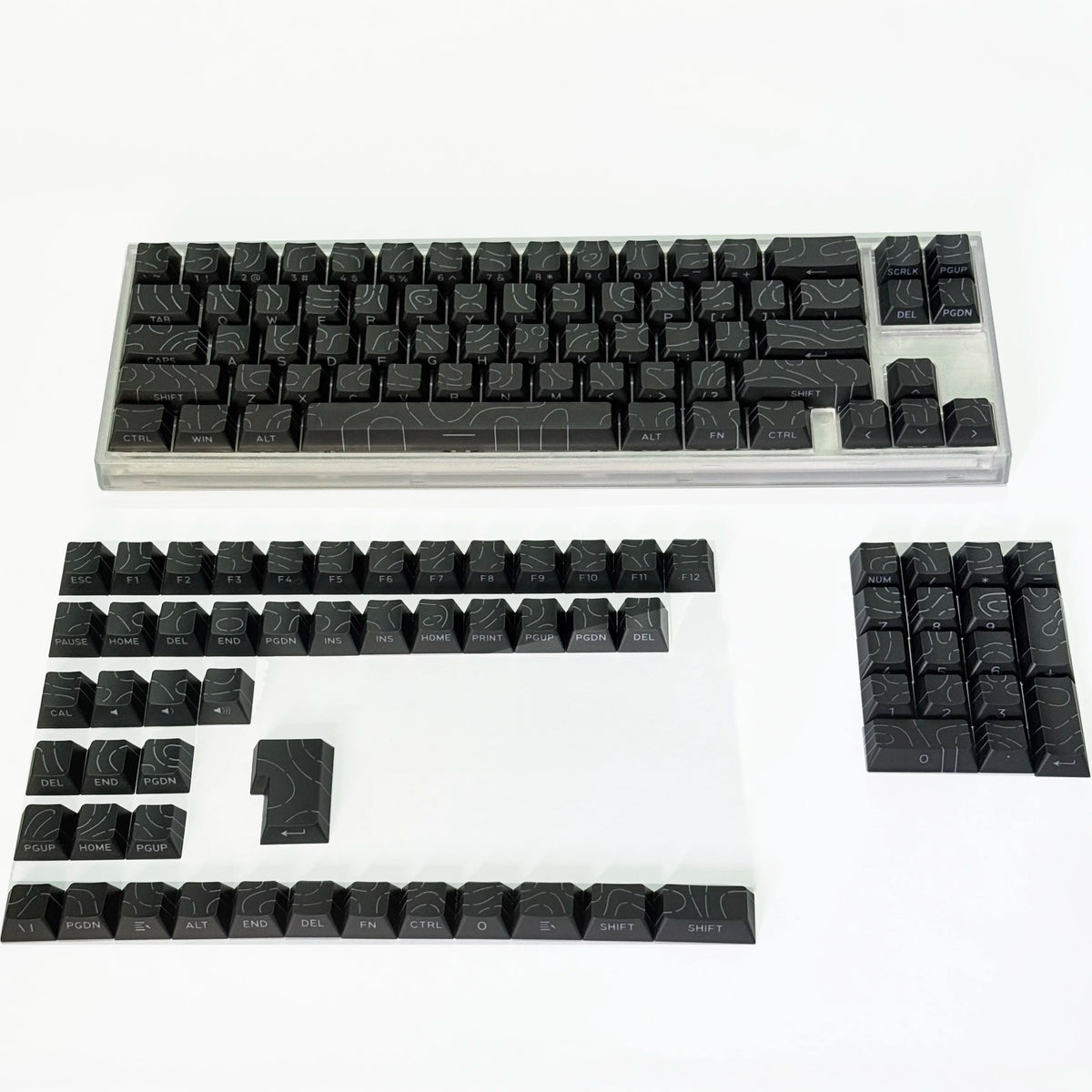 Lines Sided Shine Through Keycaps Cherry Profile Black White 97/133 Keys Customer keycaps for Mechanical Keyboard 60% 65% 75%