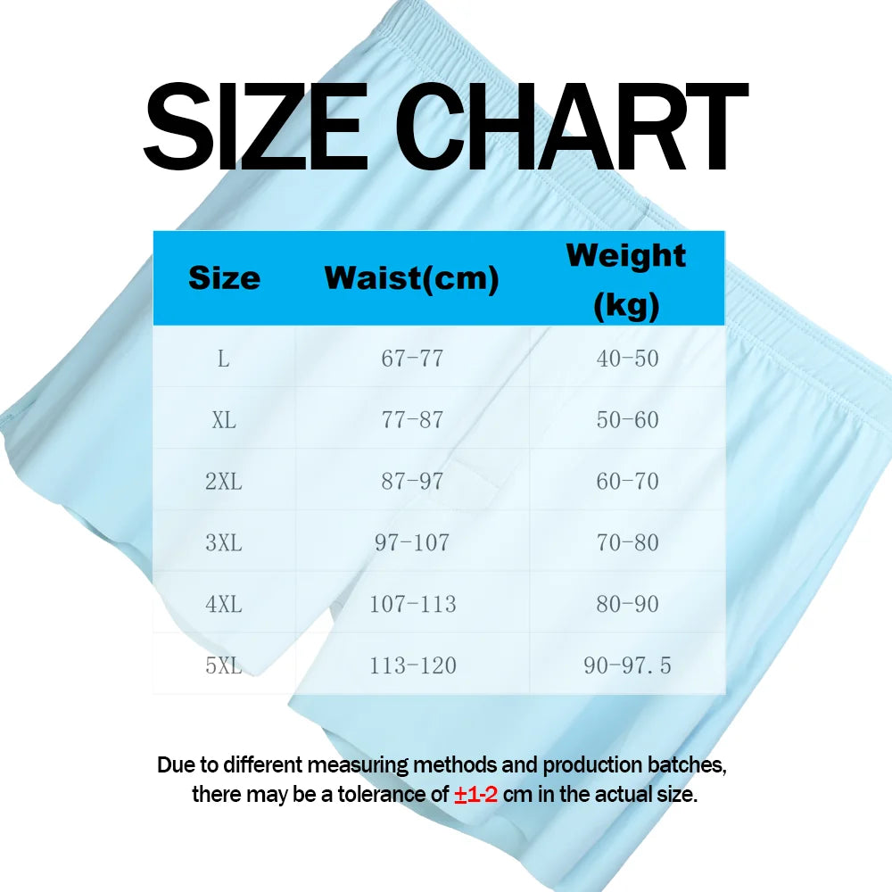 Men's Ice Silk Boxers Shorts Large Size Underwear Man Mid Waist Loose Arrow Pants Boy Home Pajamas Underpants Breathable Panties