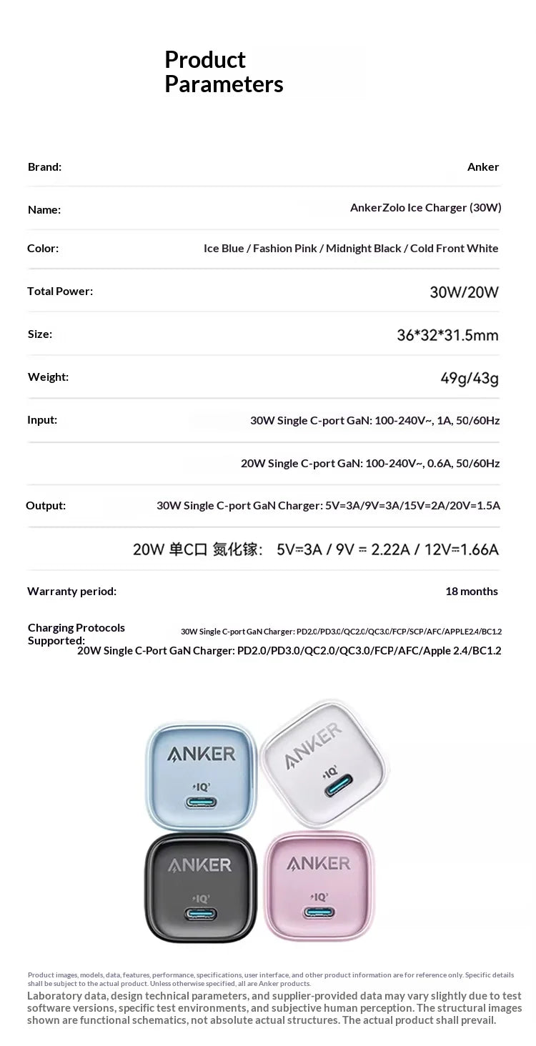 Anker 30w Pd Fast Charger Ice Sensing Usb C Wall Charger For Phone 16 Pro Max Phone 15 Pro Portable Mobile Phone Power Adapter