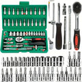 46pcs-Pack Car Repair Tool Kit: Ratchet Torque Wrench, Wrench, Screwdriver, Socket Kit - Perfect for Motorcycle And Car Repair