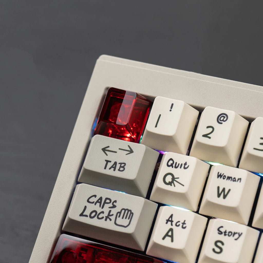 Red Transparent Keycap 10 Key Cherry Profile PC Keycap Space Bar 6.25U ESC Enter Shift Key Custom Keycap for Mechanical Keyboard