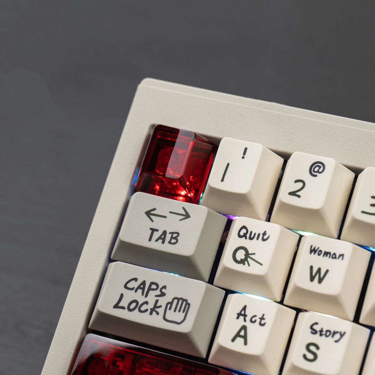 Red Transparent Keycap 10 Key Cherry Profile PC Keycap Space Bar 6.25U ESC Enter Shift Key Custom Keycap for Mechanical Keyboard