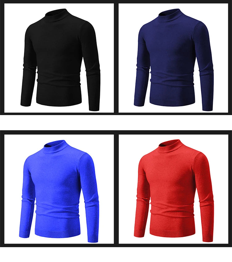 New Autumn Winter Designer Fashion Half Turtleneck Knitted Sweater High Quality Mens Casual Solid Color Warm Women Sweaters