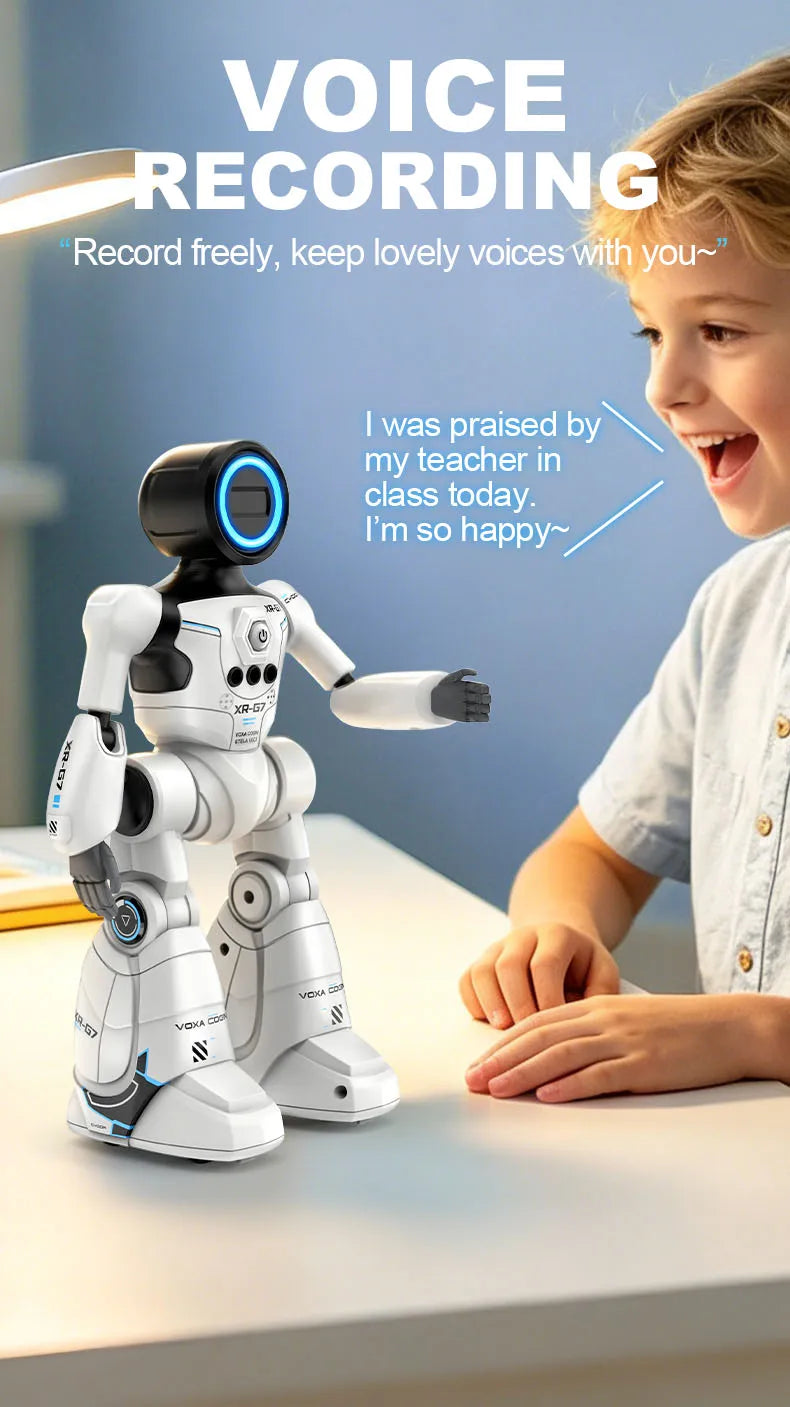 AI Smart Voice Robot Toy with Gesture Sensing & Smart Programming, Interactive Robot with Lights & Music, Perfect Gift for Kids