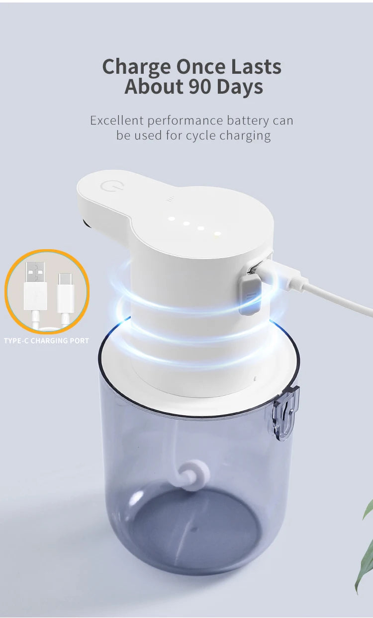 New Wall Mounted Automatic Soap Dispenser Foam Smart Hand Washing Machine 400ml Liquid Rechargeable Bathroom Induction Sensor