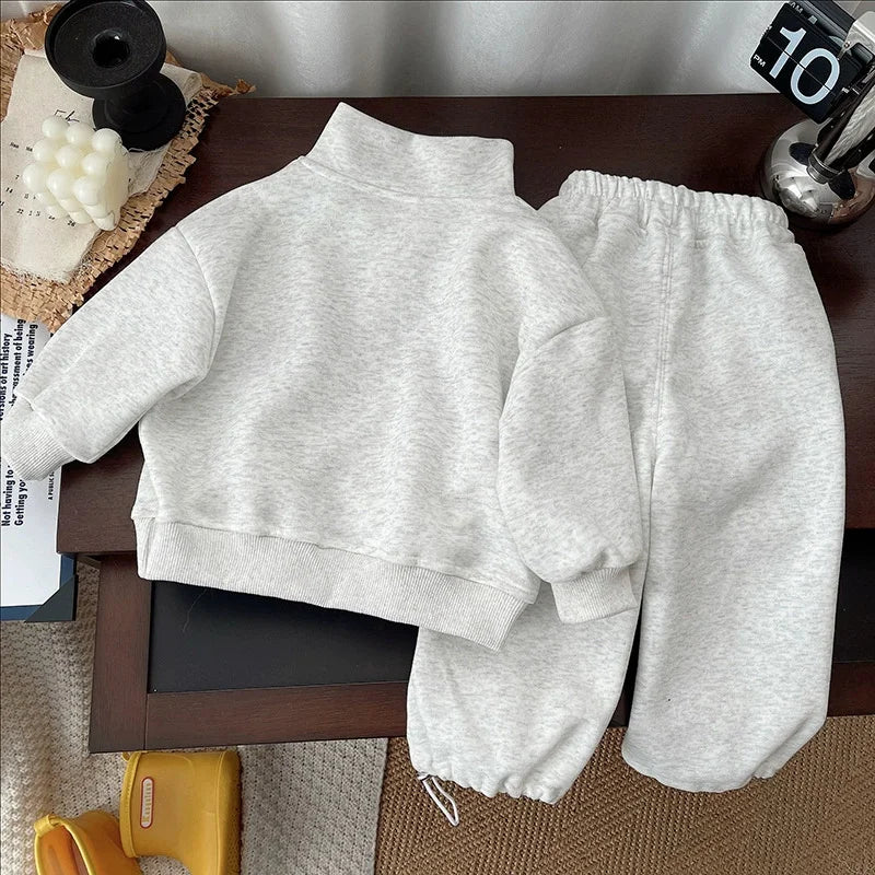 Baby Boy Sets Children's Clothes Suit Autumn Long-Sleeved Sweater Sweatpants 2Pcs New Kids Collar Half-Zip Fashion Outfits