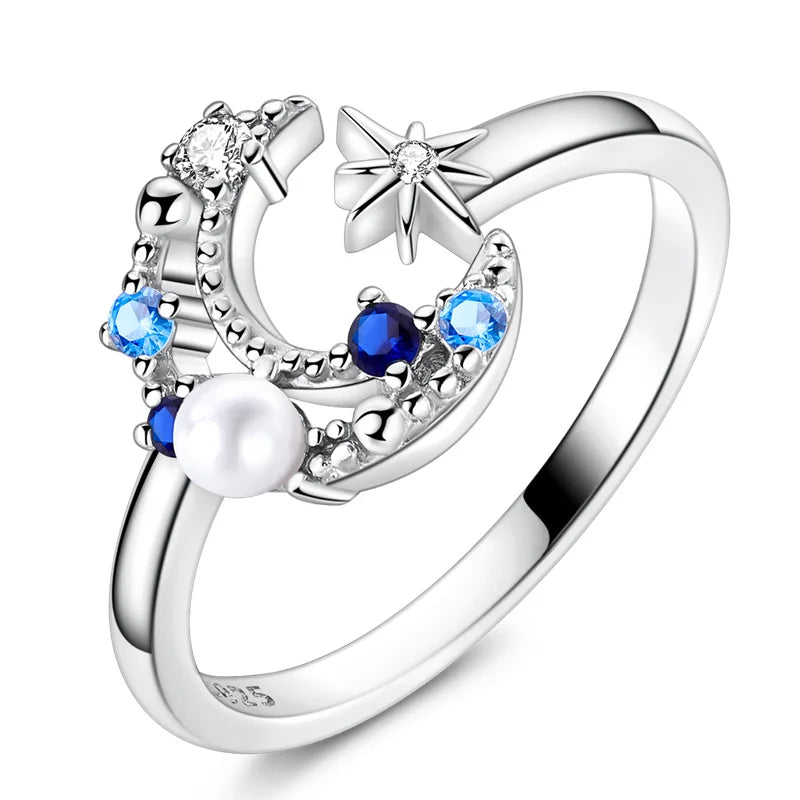 925 Silver Open Ring Sunflower Bee Star Eternal Love Jewelry Women's Wedding Gift