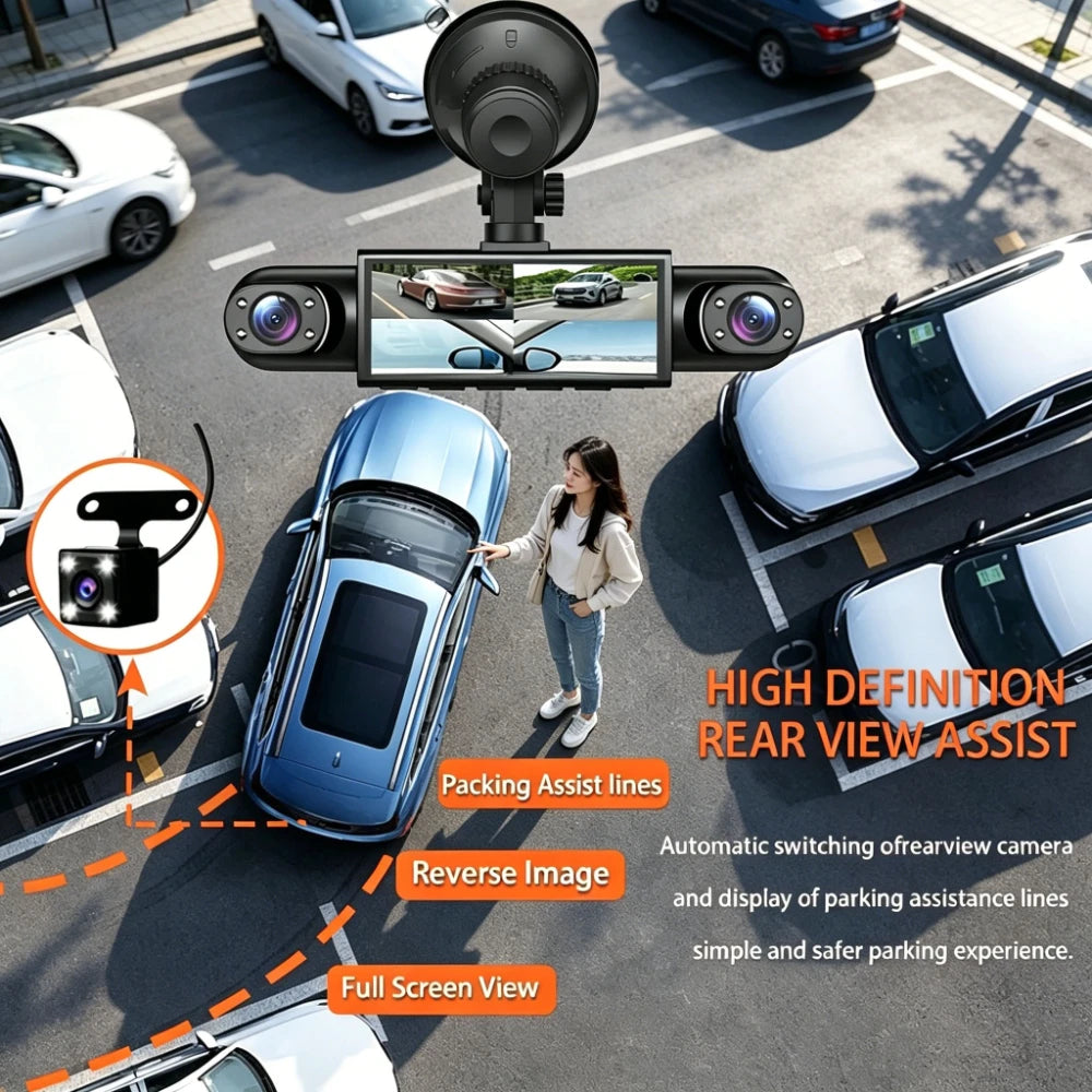 4 Channel Dash Cam 360° Car Video Recorder Black Box with Night Vision 24/7 Parking Monitor G-Sensor Loop Recording Auto Parts