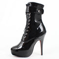 Sexy Single Boots Lace-Up 15cm High Thin Heel 4CM Platform Ankle Short Boots Unisex Plus Size Padlocks Boots
