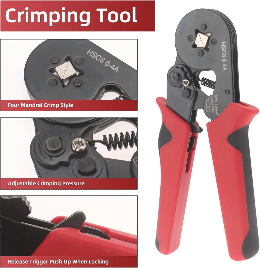 Self-adjustable Ratchet Wire Crimping Tool Kit Crimper Plier Set with 400pcs 1200pcs Wire Terminals Crimping Connectors