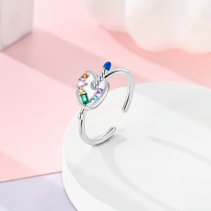 925 Silver Open Ring Sunflower Bee Star Eternal Love Jewelry Women's Wedding Gift