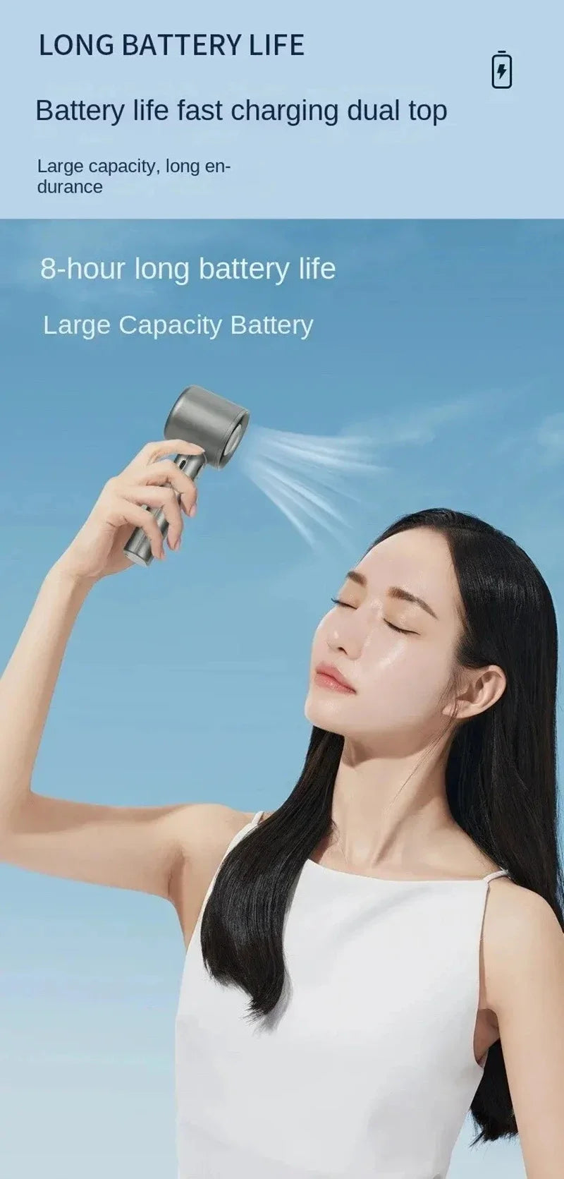 5000mah Handheld Mini Fan Electric Hand Fans Ice Compress High-Speed Cooling USB Rechargeable Portable LED Display Fan