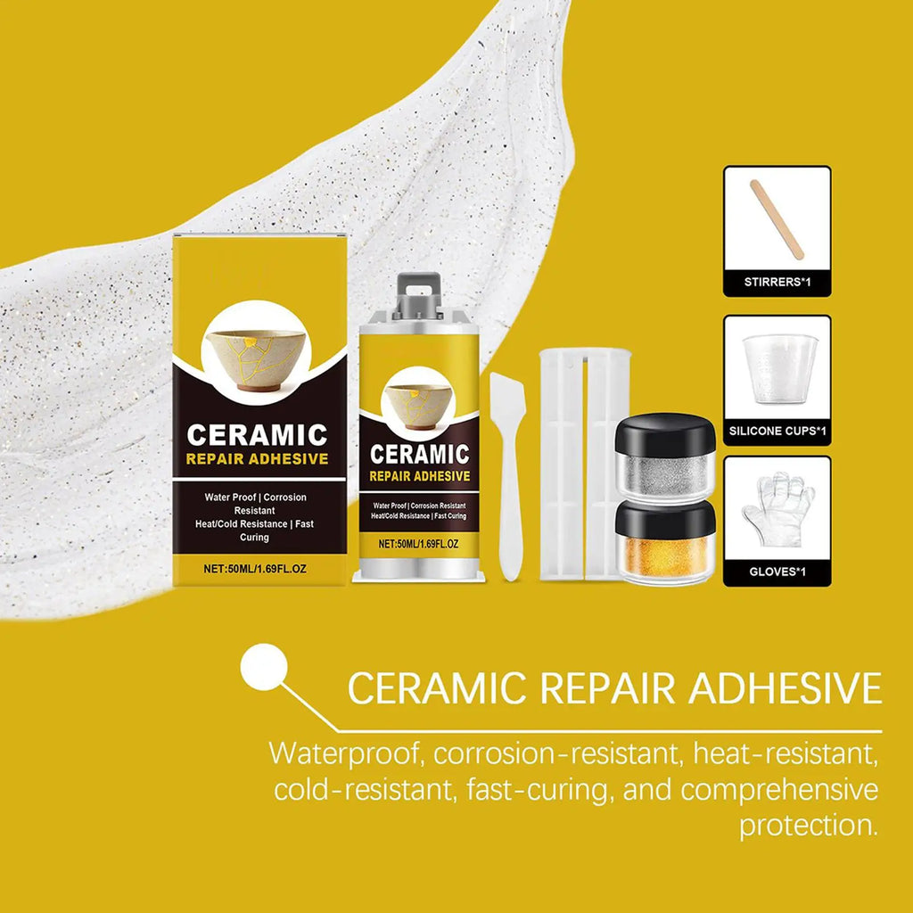 Porcelain Repair Kit Ceramic Glue Repair Adhesive Kit Waterproof Adhesive for Saucers Vases Sculptures Bowl Toilet Plate