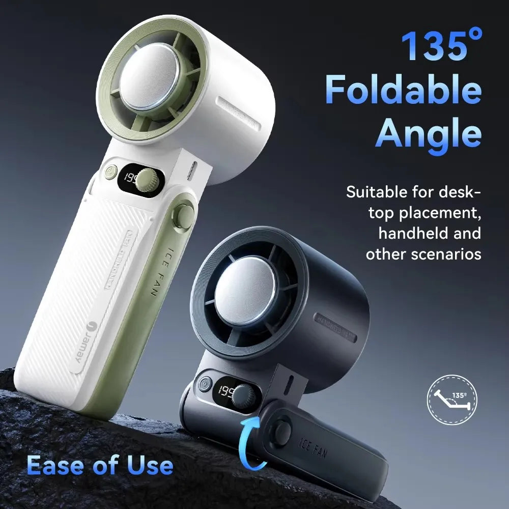 Portable Handheld Turbo Fan 199Gear Strong Wind Speed LED Digital Display 135°Foldable Outdoor 3-in-1 Handheld Fan 6000mAh F5PRO
