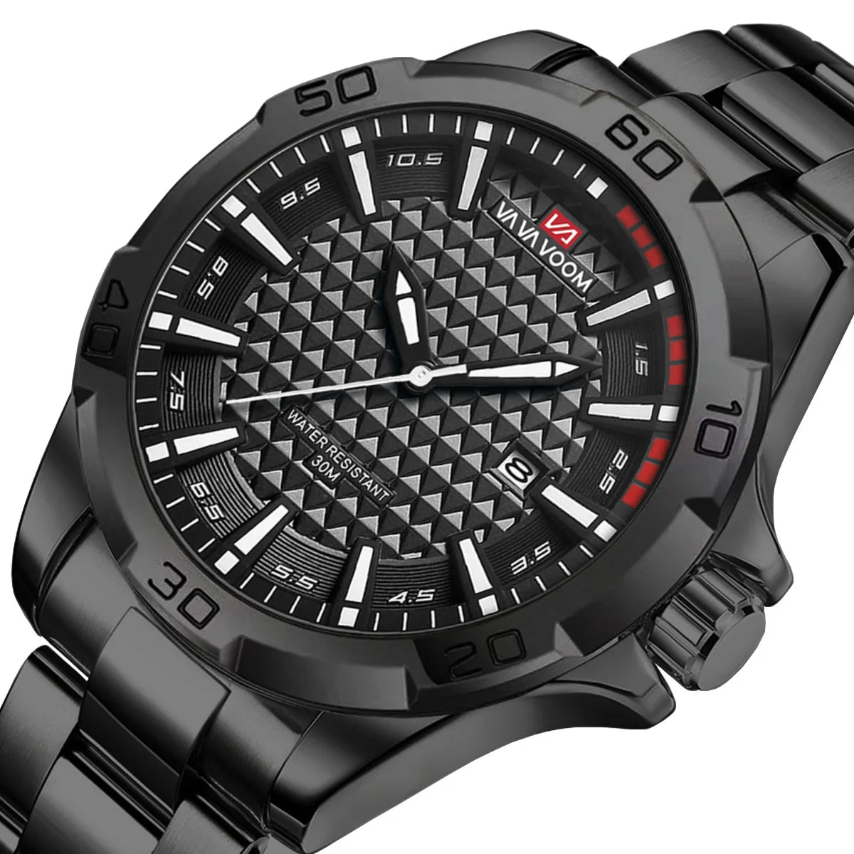 Stainless Steel Men Quartz Watch Business Fashion 45mm Calendar Clock Silver Sports 3Bar Waterproof Gift Wristatch for Men Reloj