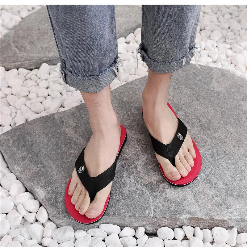 Men's Casual Flip Flops Fashion Beach Shoes Men Summer Non-Slip Flat Slides Mens Slippers Indoor House Shoes Man Male Slipper