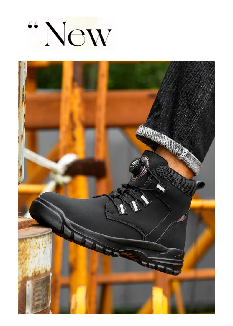 Waterproof Safety Boots Men Indestructible Steel Toe Work Boots Anti-smash Stab-resistant Safety Shoes Biker Botas Para Hombre