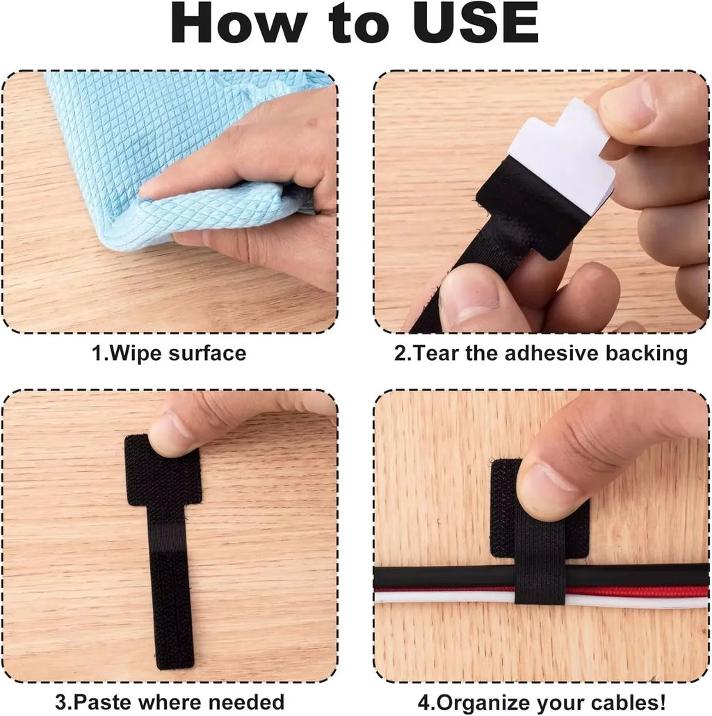 Ties Fastening Wire Reusable Cable Organizer Cord Rope Holder Self Adhesive Adjustable Cord Organizer Straps Desk Management