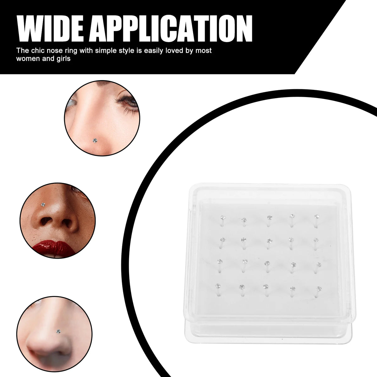 20 Pcs Straight Pin Nose Studs Sterling Silver Minimalist Body Piercing Jewelry Small Unique Nose Rings for Women Girls Highly